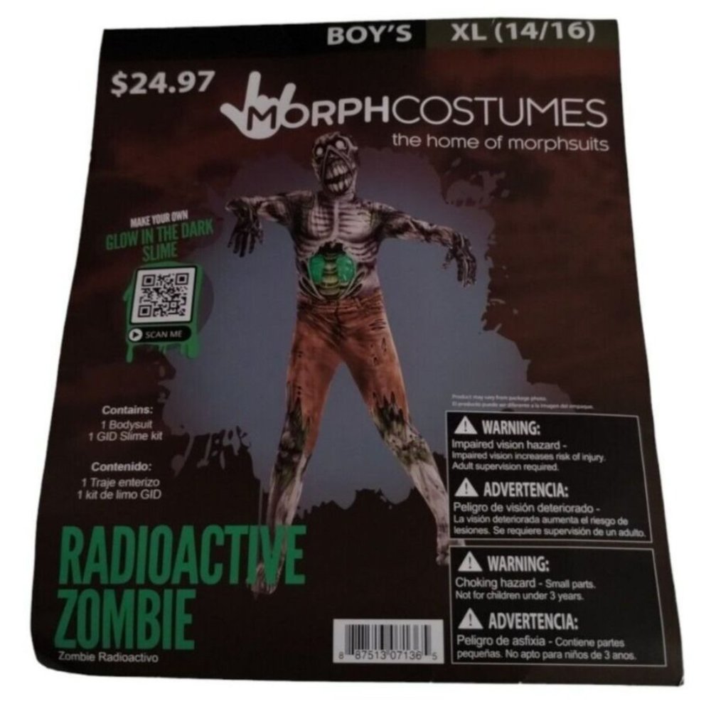 MorphCostumes Radioactive Zombie Boys 2 Piece Halloween Costume Size XL 14 16